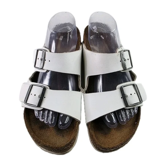 Birkenstock Sandals Arizona White Slip On Comfort Slide Size 41 L10 M8 - Picture 2 of 7